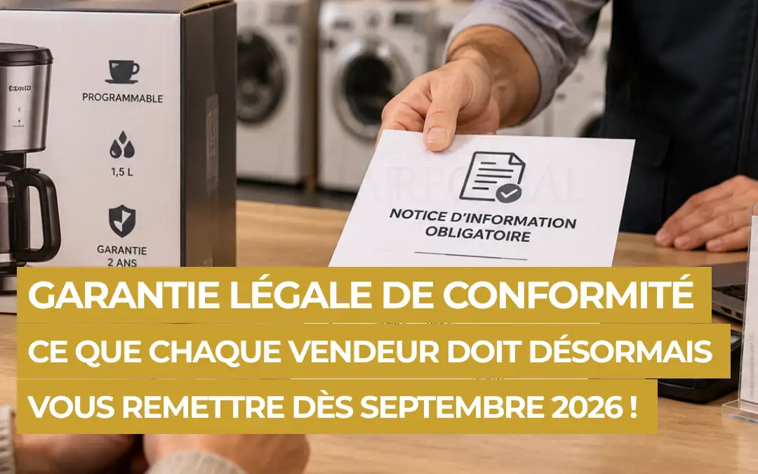 Situation où un vendeur dans son magasin remet la garantie légale de conformité à un acheteur