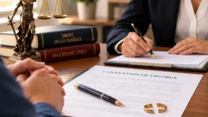 Avocate gérant une procédure de demande de divorce