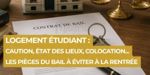 Bureau d'avocat avec un bail à signer pour un logement étudiant à la rentrée